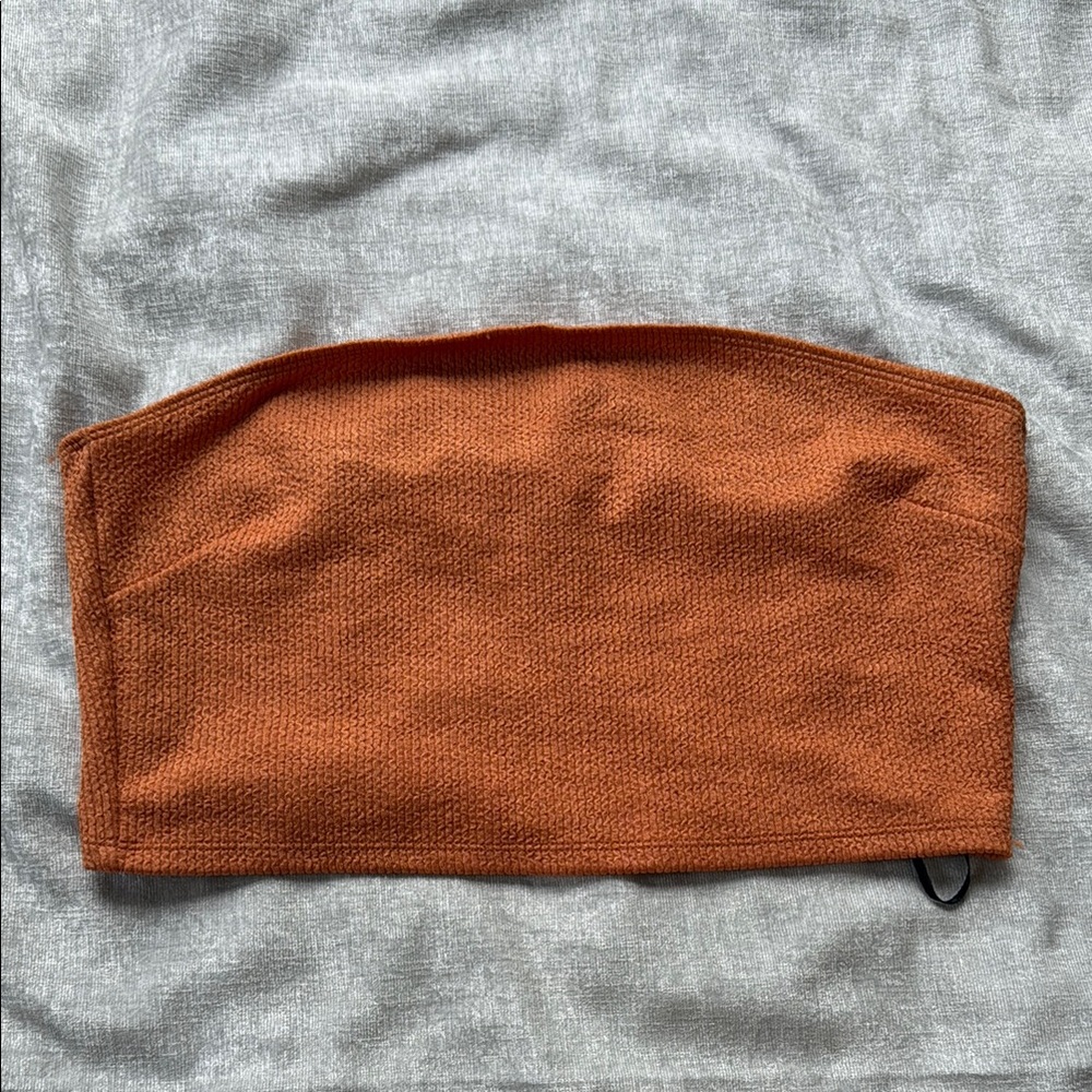 H&M Burnt Orange Strapless Bandeau Crop Top Women’s Size Large